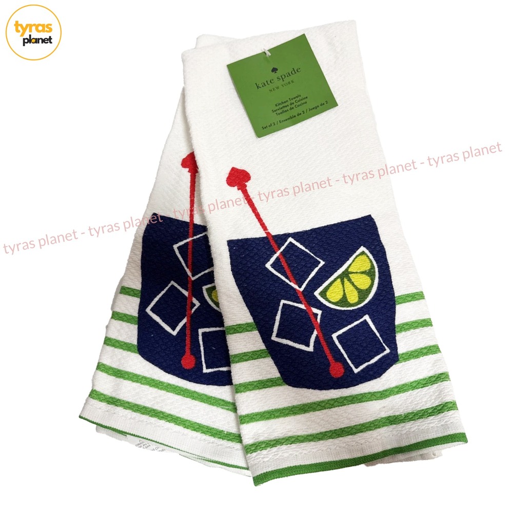 Kate Spade set of 2 summer refreshments kitchen towels; cotton; NWT; 28x17 in.
